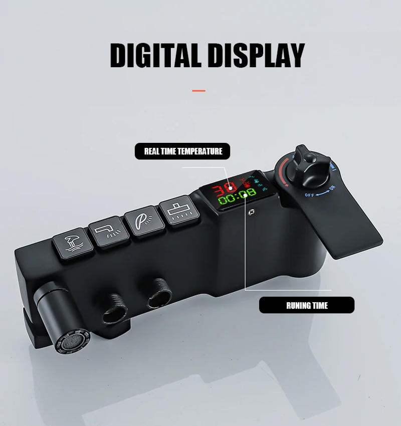 Description Picture 3 of itemBlack Digital Shower System Faucet Set Bathroom Hot Cold Mixer Thermostatic Showers Tap Wall Mount SPA Rainfall Bathroom Faucets