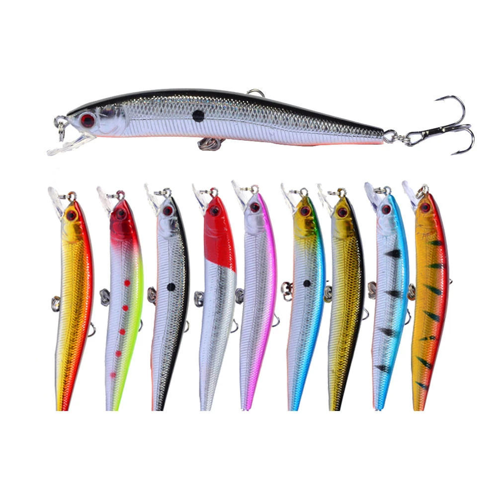 Description Picture 2 of item1 Pcs/lot Fishing Lure 3D Eyes Floating Minnow Aritificial Laser Wobblers 9.5cm 8g Crankbait Hard Plastic Fishing Tackle Pesca