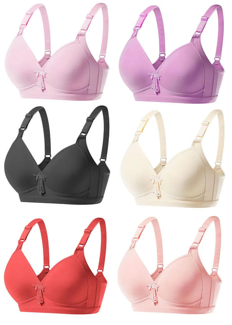 Description Picture 3 of item5 Colors French fashion Lavender black bra women wire free Big Bust 75 80 85 90 95 100 B C D cup bralette push up tops bh C07