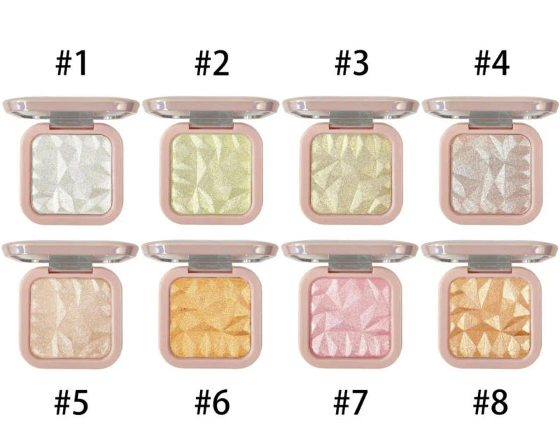 Description Picture 2 of itemWholesale Makeup Highlighters Private Label Glitter Highlight Powder Shiny Illuminator Pink Single Highlighter Palette With Logo
