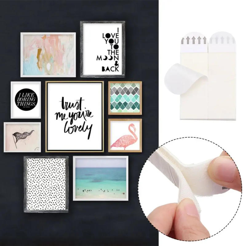 Description Picture 2 of item12 Pairs Large Picture Hanging Strips Damage-Free Adhesive Hook and Loop Strips Self Adhesive Removable Wall Mounting Tape Strip
