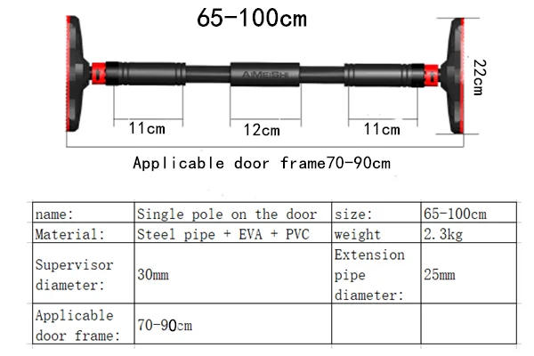 Description Picture 3 of itemLarge Door Horizontal bar Steel Adjustable Training Bars For Home Sport Workout Pull Up Arm Training Sit Up Bar Fitness Equipm