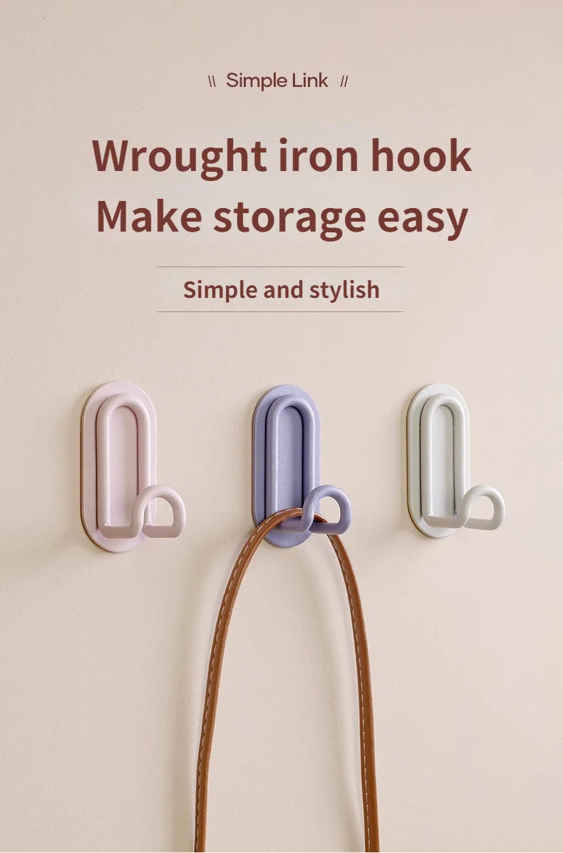 Description Picture 2 of itemPunch-free Metal Hook Strong Viscose Adhesive Hook Load-bearing Door Back Wall Bathroom Kitchen Key Seamless Nail Clothes Hanger