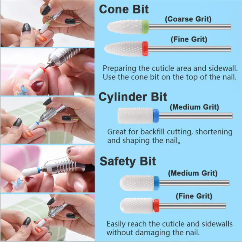 Description Picture 6 of item10 Pcs Ceramic Milling Cutters For Manicure Carbide Diamond Nail Drill Bits Kits Equipment Tools