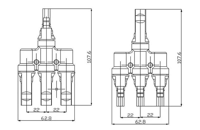 Description Picture 5 of itemSolar PV Connector 2T 3T 4T 5T 6T Branch parallel connection 30A 1000V Electrical Photovoltaic Panel Cable Wire Connectors