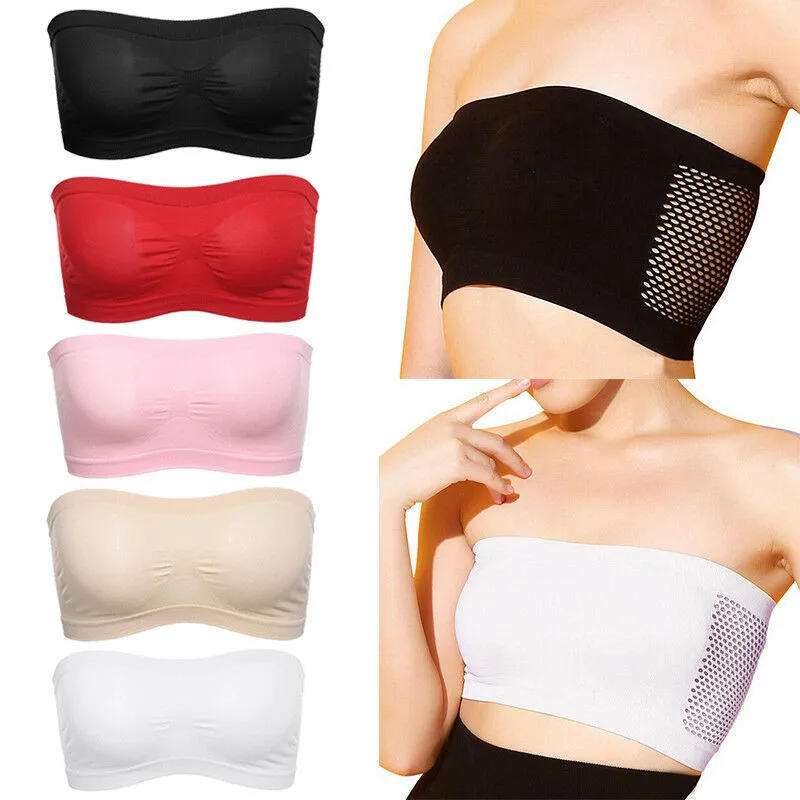 Description Picture 2 of itemBreathable Mesh Tube Bra Strapless Crop Tops Women Ladies Sexy Bralette Bra Bandeau Summer Dress Shouderless Crop Top