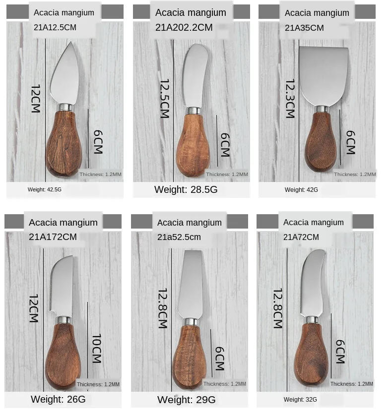 Description Picture 6 of itemCheese Knife Set Wood Handle Professional Kitchen Knives Butter N690 Bamboo Ceramic Cleaver Spreader Stainless Steel Utensils
