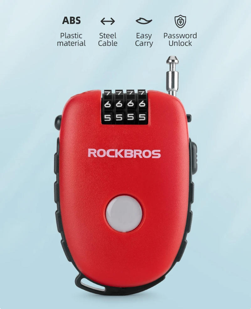 Description Picture 2 of itemROCKBROS Telescopic Bicycle Lock Anti-theft bike Lock Cable Helmet Lock Chain Backpack Cycling Password Lock Bike Accessories