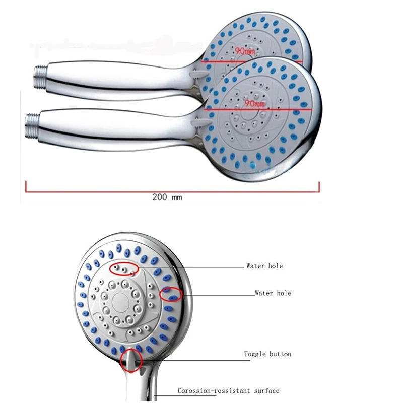 Description Picture 2 of item1pc Bath Shower Adjustable Jetting Shower Head Water Saving Handheld  Watersaving Shower Bathroom Accessories