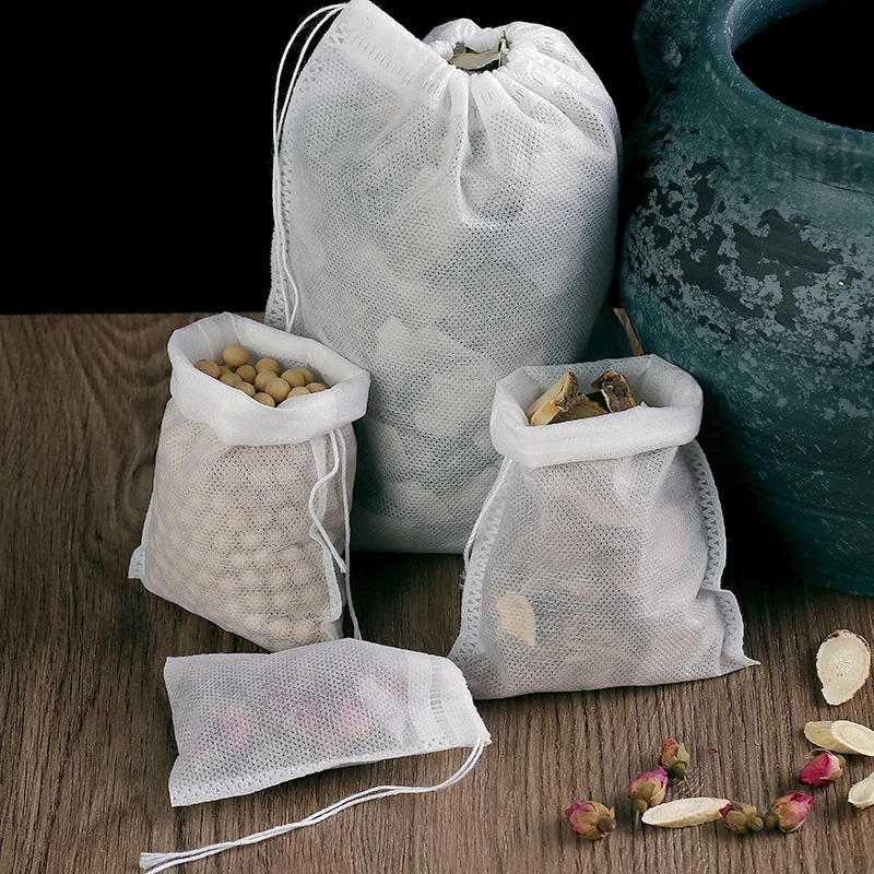 Description Picture 2 of item100Pcs Large Disposable Teabags Tea Filter Infusers 15x20/20x30cm Empty Tea Bags Non-woven Fabric Drawstring Seal Tea Bags