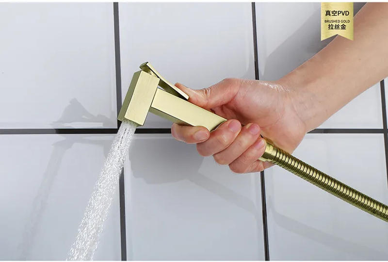Description Picture 4 of itemBidet Faucet Set Brush Gold Wall Mounted Bathroom Bidet faucet High Pressure Toilet Gun Brass Hot And Cold