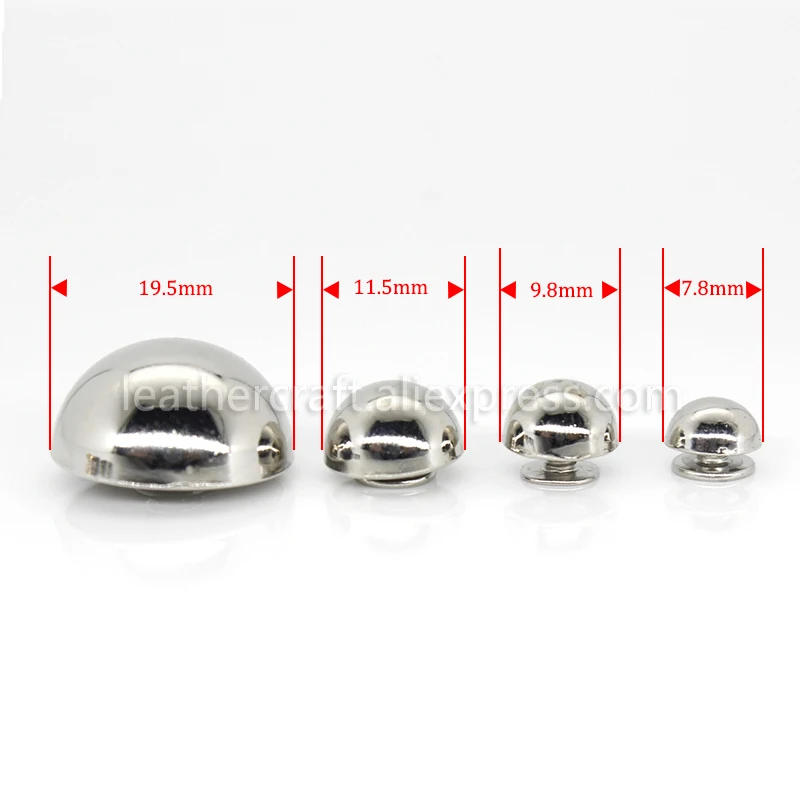 Description Picture 2 of item10pcs Dome Rivet Screw Round Head Studs Punk Spots Garment Leather Craft Belt Wallet Decoration Parts 8/10/12/20mm