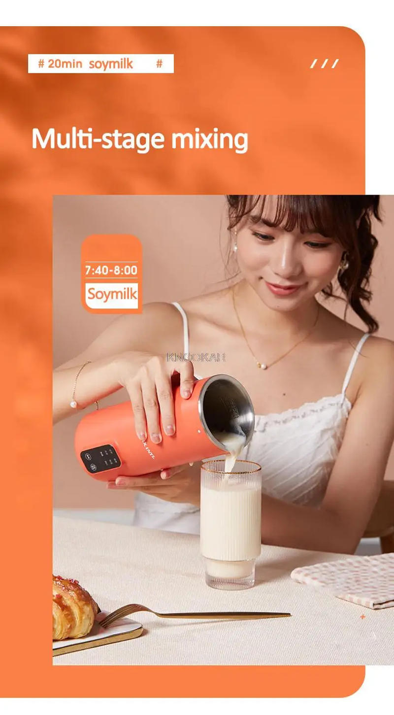 Description Picture 5 of item350ml Soymilk Maker Machine Portable Juicer Food Blender Multicooker Heating Soya-Bean Milk Stir Rice Paste Maker Filter-free