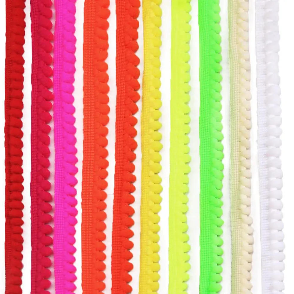 Description Picture 5 of item5/10Yards MINI Pom Poms Trim Lace Ribbon Color Pom Pom Ball Fringe Trim Tassel Sewing Trim for Home Curtain Clothes Pillow Decor