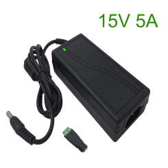 15V5A AC 100V-240V DC 15V 5A Switching Power Supply 15 Volt Universal Power Adapter Transformer LED Lamp AC/DC Charger 5.5-2.5mm