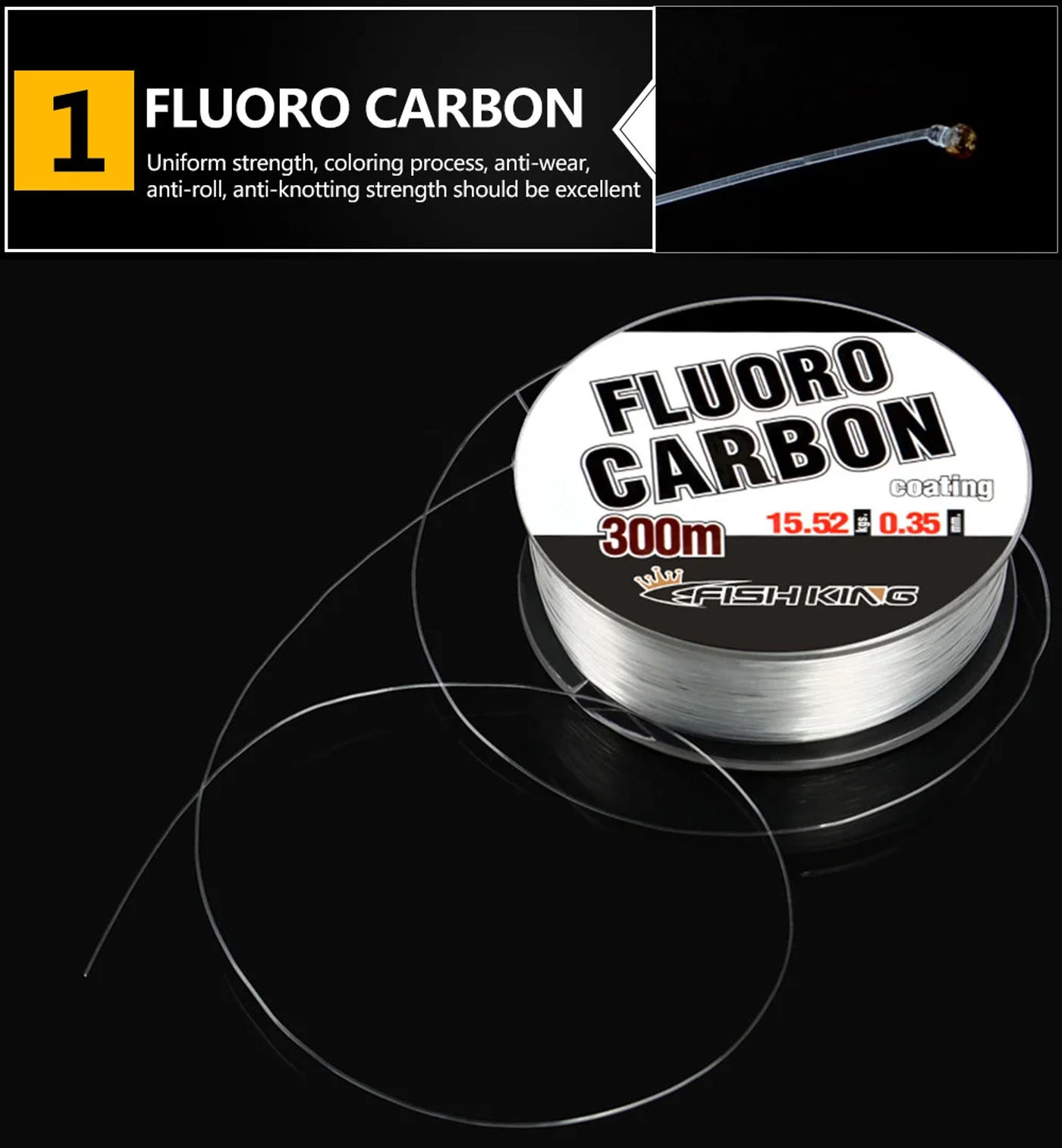 Description Picture 4 of itemFull Sink Fluorocarbon Fishing Line 300m 0.30mm-0.50mm 100% Monofilament Carp Fishing Lines Leader Japanese Carbon Fiber Line