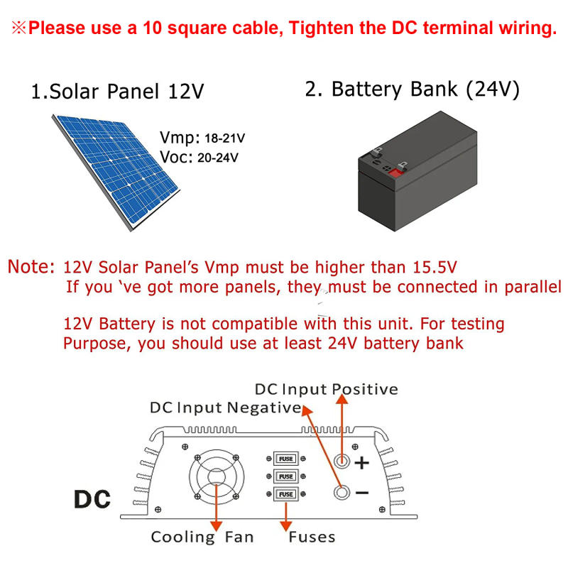 Description Picture 3 of itemY&H 1400W Grid Tie Solar Inverter MPPT Pure Sine Wave Micro Inversor DC 24V/36  AC120V/220V  Solar Panel Home System