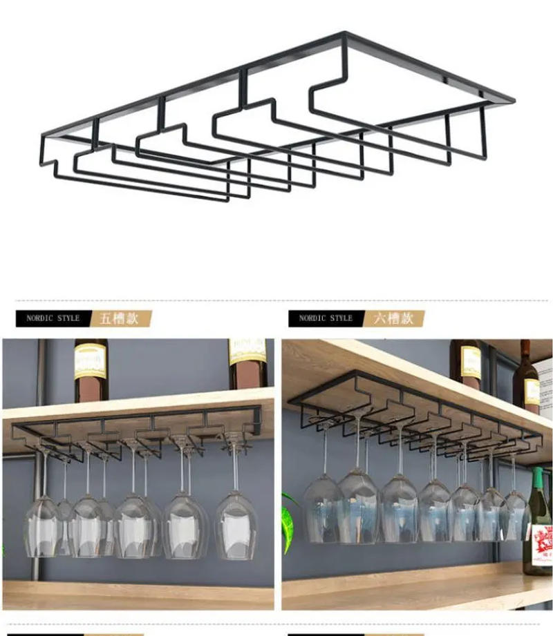 Description Picture 4 of itemWall Mount Wine Glass Holder Goblet Hanging Rack Stemware Storage Organizer Wine Glass Rack Home Kitchen Bar Accessories