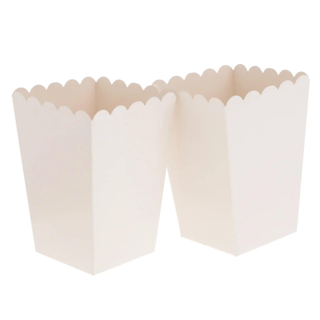 Description Picture 4 of item12 Pieces Pure White Popcorn Boxes Container Birthday Movie Party Favors Favor Guests Gifts Box Treat Bags Wedding Bridal
