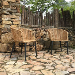 Outside Wicker Tables And Chairs Rattan Lounge Courtyard Balcony Simple Furniture For Hotel Restaurant Office Terrace