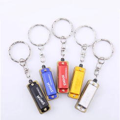 SWAN Keychain Harmonica 4 Holes 8 Tones Key of C Small Harmonica Decoration Mini Music Instrument for Beginners Students
