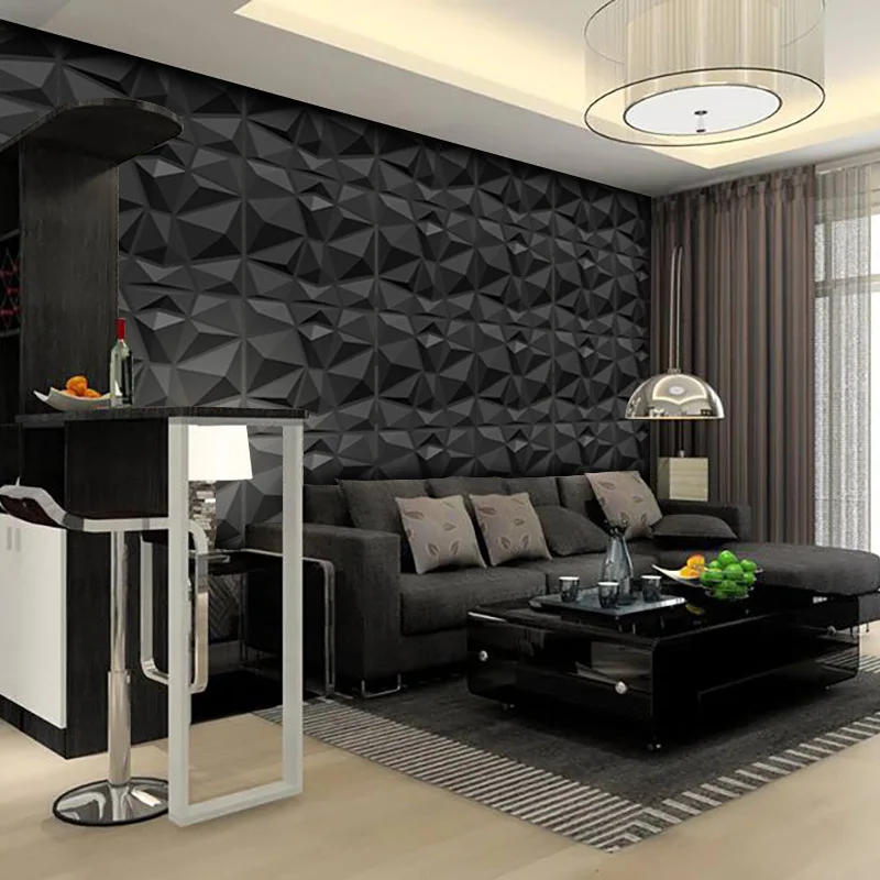 Description Picture 2 of item30x30cm 12 Pcs Decorative 3D Wall Panels in Diamond Design Matt black Wallpaper Mural Tile-Panel-Mold 90s aesthetic room decor