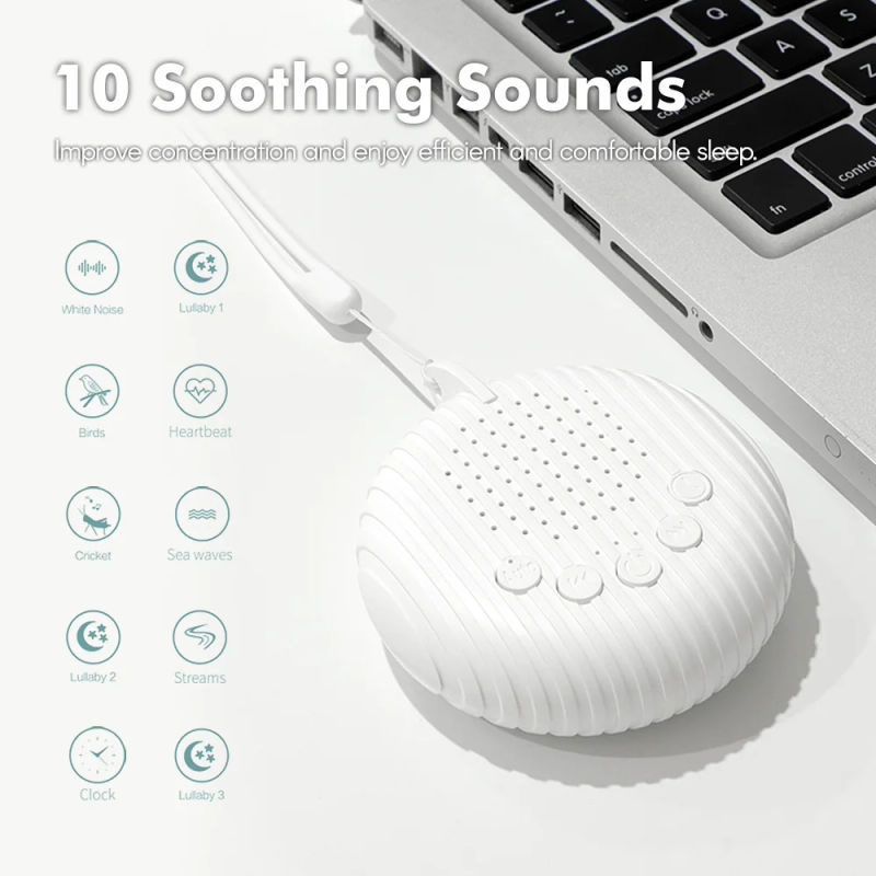 Description Picture 2 of itemPortable Baby Sleep Machine White Noise Sound Machine 10 Soothing Sounds 15/30/60min Timer Volume Adjustable Built-in Rechargea