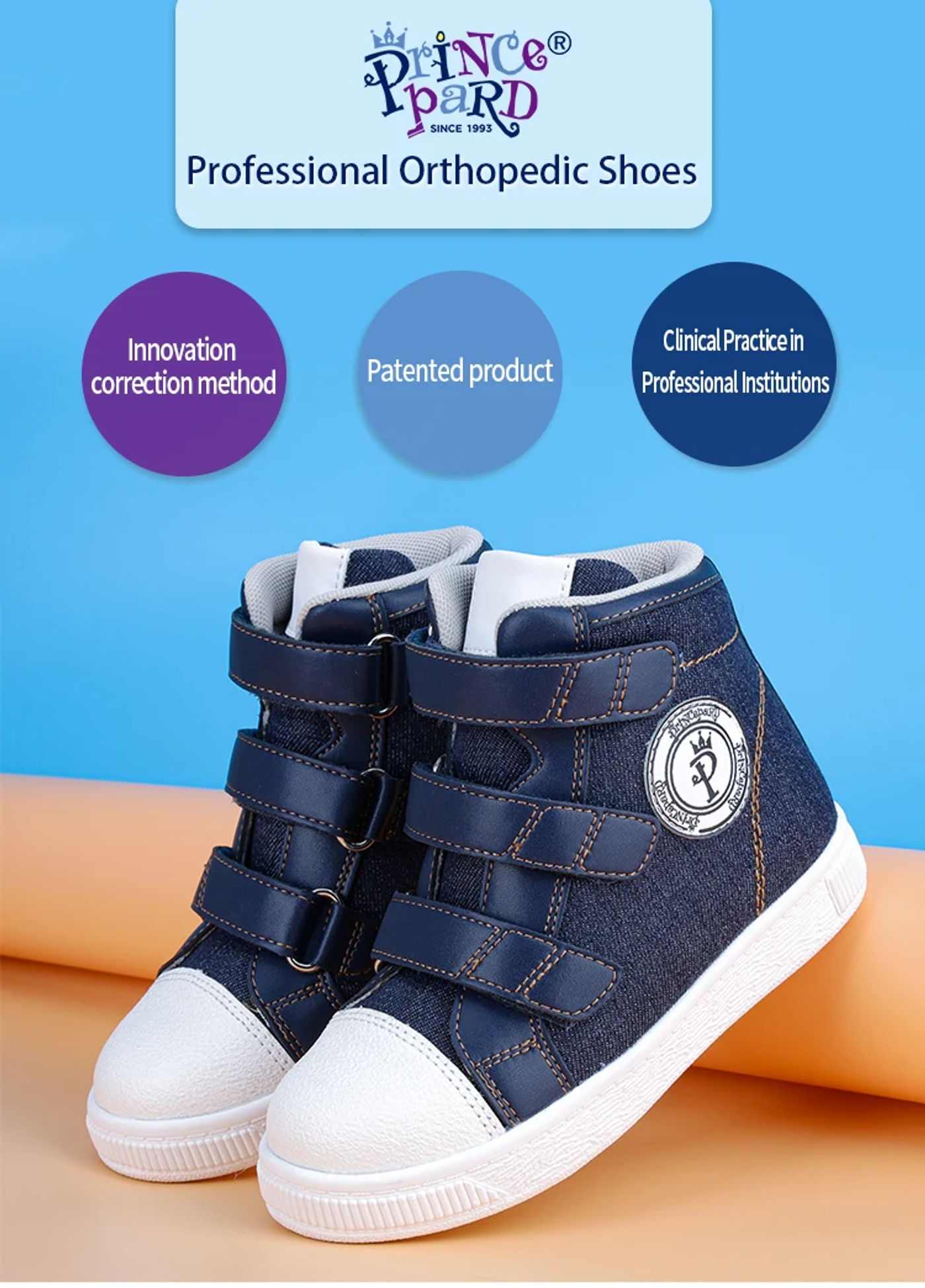 Description Picture 3 of itemAutumn Children Orthopedic Shoes, Blue Kids Sport Sneakers with Corrective Insole Collocate AFOs Tip Toe Walking Arch Support