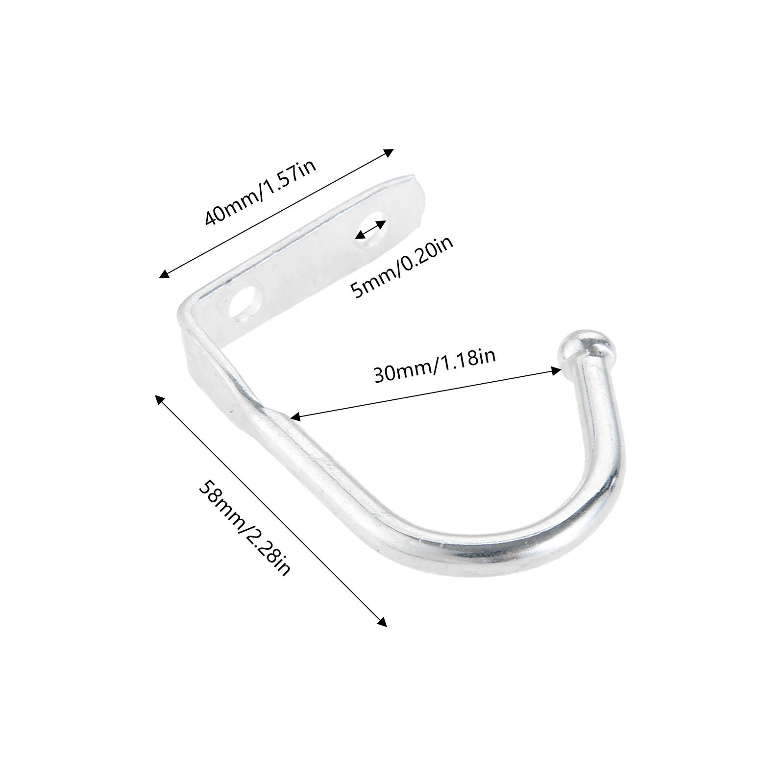 Description Picture 4 of item20/10/2 PCS Metal Ceiling Hooks Zinc Alloy Single Prong Bedrooms Bathrooms Kitchen Wall Hanger Hooks Coat Hat Towel Hook Silver