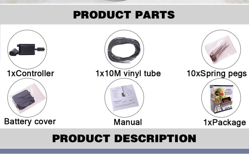 Description Picture 3 of itemGarden Automatic Pump Drip Irrigation Watering Kits System Sprinkler with Smart Water Timer Controller for Bonsai Plant #22018