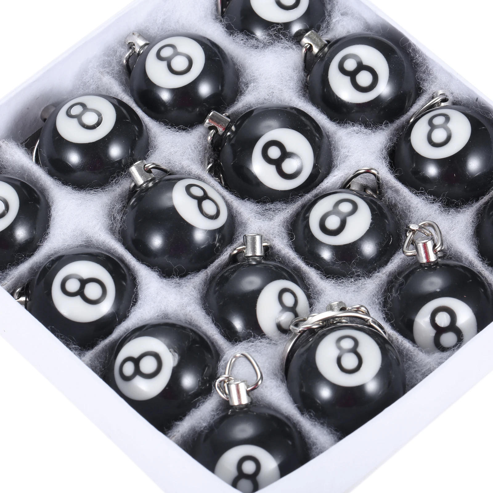 Description Picture 5 of item16Pcs Mini Pool Billiard Shaped Keychain Table Ball Key Ring Creative Hanging Decorations Lucky No8 Gifts for Men Snooker Player