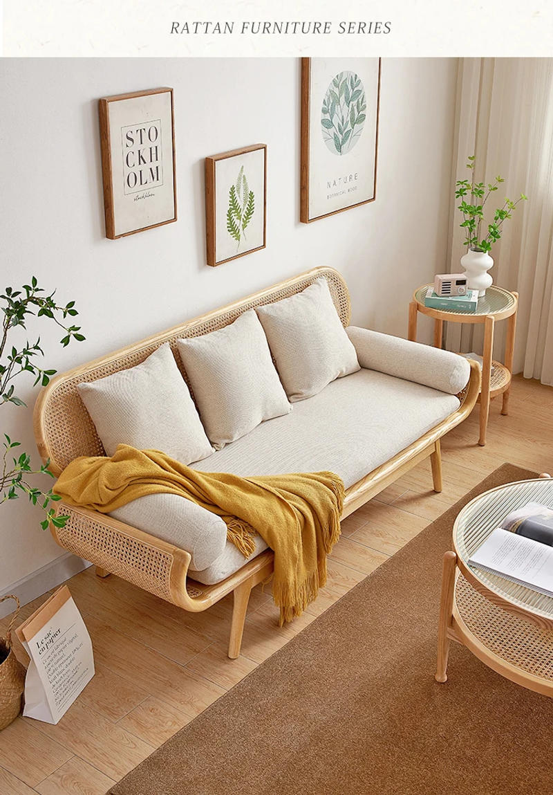 Description Picture 2 of itemNordic Household Leisure Rattan Sofa And Coffee Table 3 Seats Simple Modern Courtyard Balcony Terrace Patio Garden Outdoor Couch