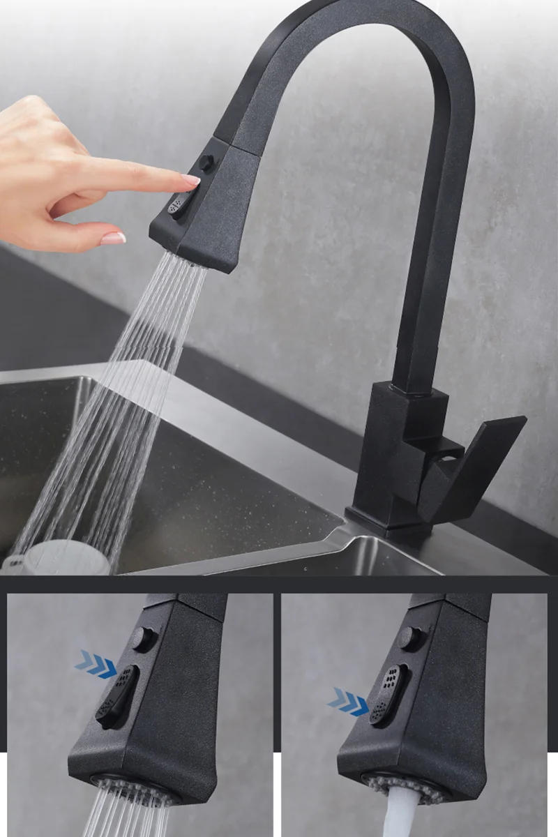 Description Picture 6 of itemMatte Black Pull Out Sensor Kitchen Faucets Stainless Steel Smart Induction Mixed Tap Rotate Touch Control Sink Tap Torneira
