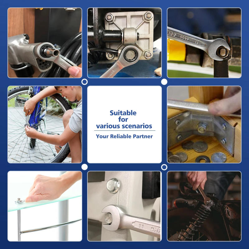 Description Picture 6 of itemRatchet Key Wrench Set 7p/9p/10p/12p Spanner Tools Set Dull Polish 72T Ratcheting Fixed Head Workshop Hand Tools