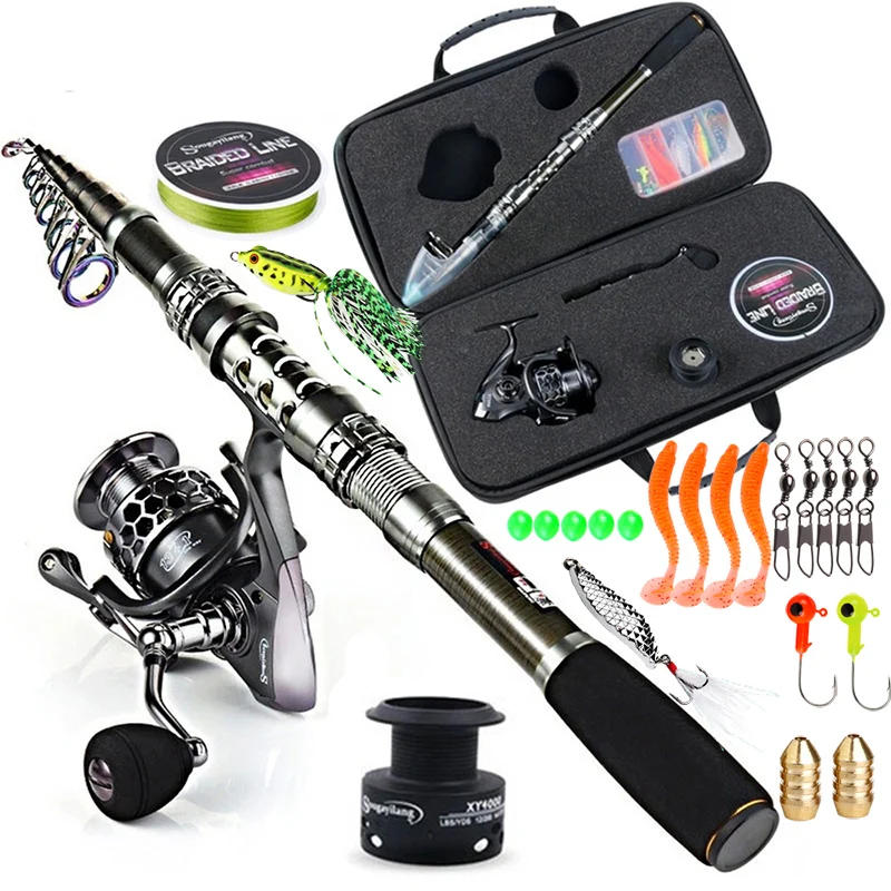 Description Picture 6 of itemSougayilang Fishing Rod and Reel Combo Telescopic Fishing Rod Spinning Reel with Free Spool Fishing Hooks Lure Line Bag Full Kit
