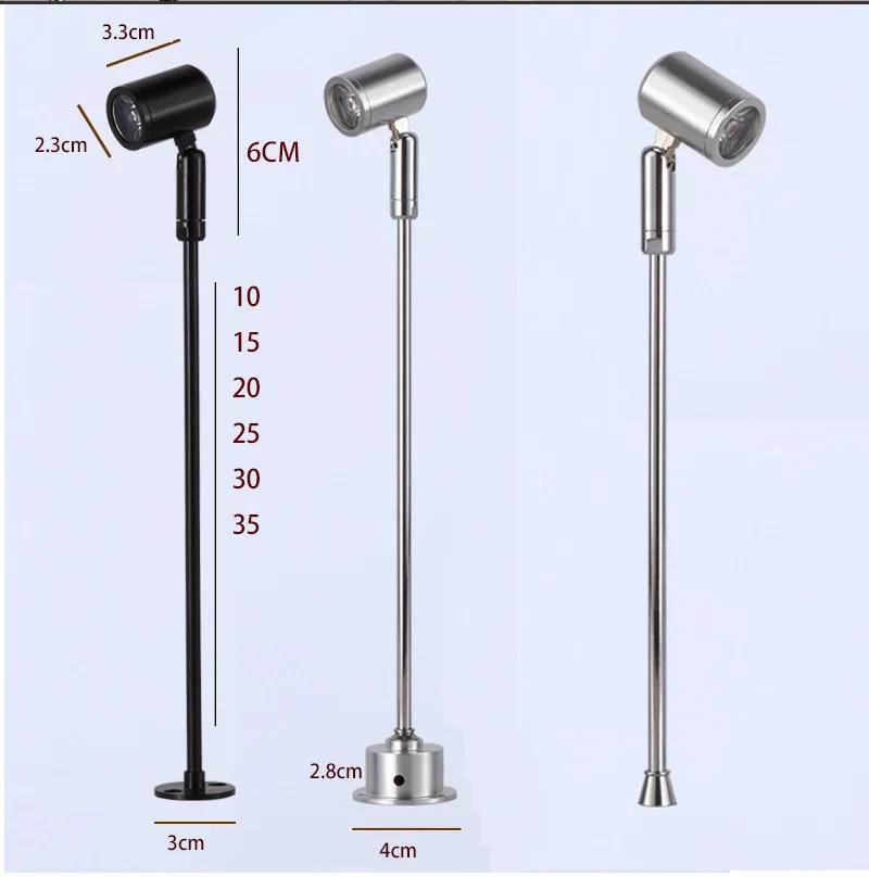 Description Picture 4 of item4PCS 1W Mini LED Spotlight Surface Mounted Cabinet Downlights for Display of Wall Lights 10/15/20/25/30/35cm