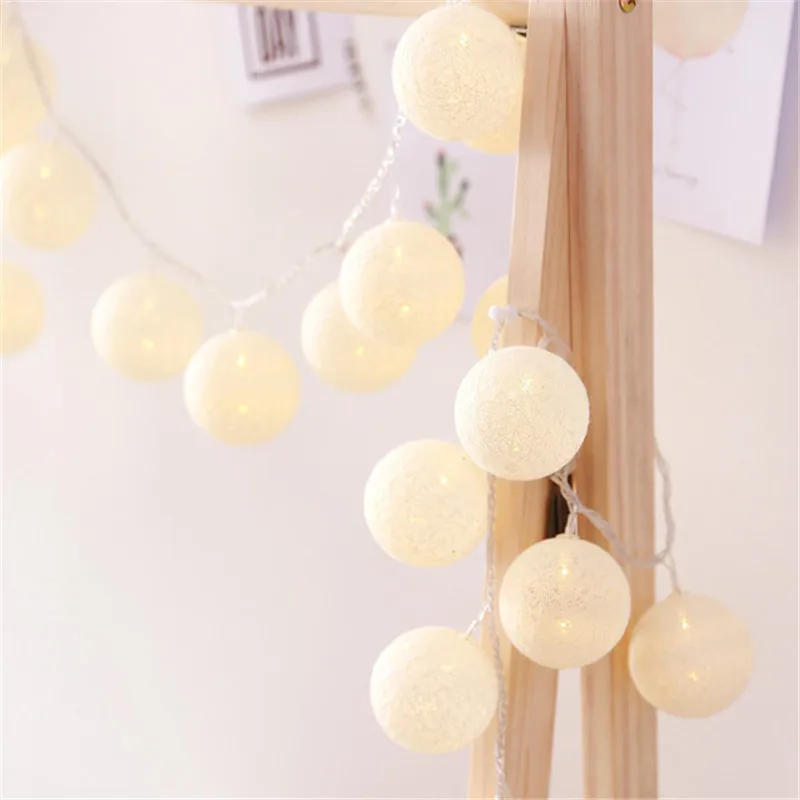 Description Picture 2 of item10/20/30 LEDs String Lights Cotton Thread Balls Home Decoration Lamp for Party Wedding Color Light String Christmas Decorations