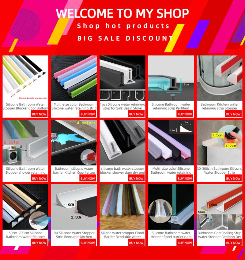 Description Picture 2 of item50cm-200cm Silicone Bathroom Water Stopper Blocker Shower rubber Dam Dry and Wet Separation Flood Barrier Door Bottom Seal Strip