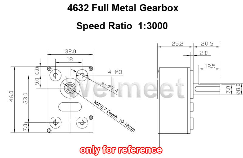 Description Picture 2 of item1pcs Full Metal Gearbox Turbo Worm Motor Speed Reduction Reducer 1:3000 for DIY JGY370 Motor