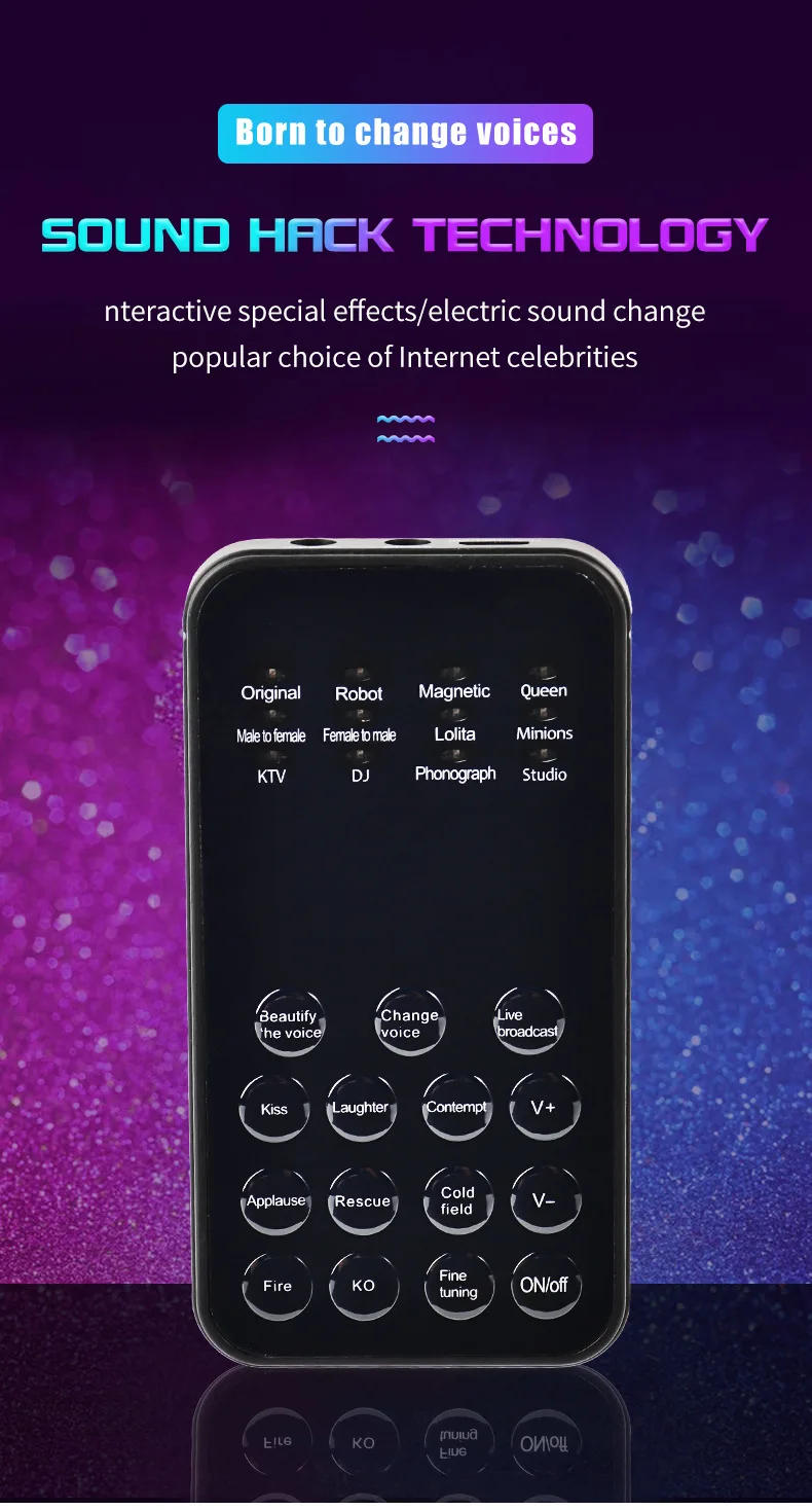 Description Picture 2 of item12 Voice Modes Changer Live Gaming Streaming Sound Changes Microphone Mini Portable Voice Modulator for Phone PC Tablet Laptop