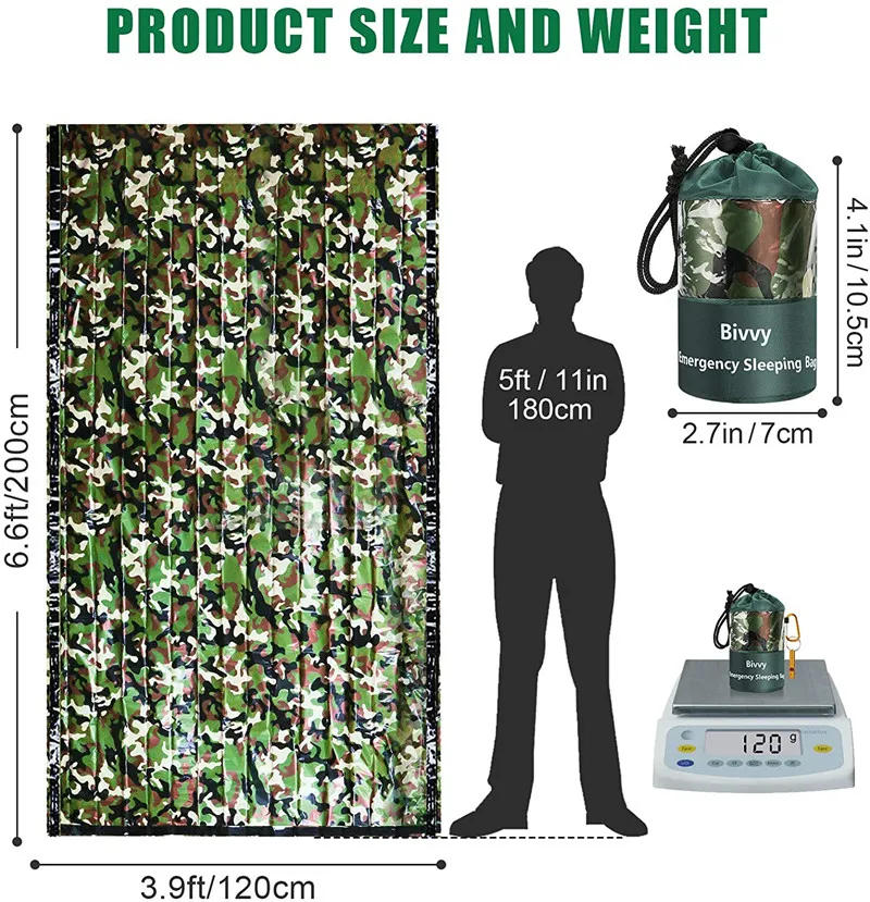 Description Picture 4 of itemWaterproof Lightweight Thermal Emergency Sleeping Bag Bivy Sack - Survival Blanket Bags Camping, Hiking, Outdoor, Activities
