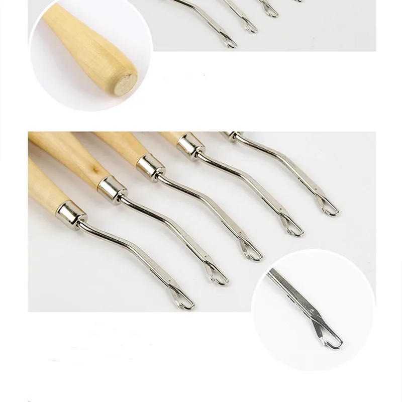 Description Picture 5 of itemHot sale 1Pc Latch Hook Rug Kits DIY Latch Crochet Hook Wooden Handle Needle Puller Tool for Canvas Mat Rug Craft Handmade Tools