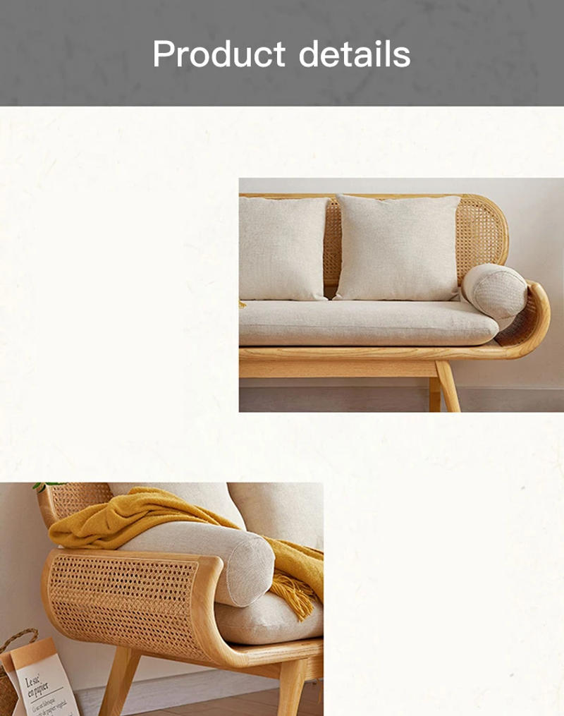 Description Picture 4 of itemNordic Household Leisure Rattan Sofa And Coffee Table 3 Seats Simple Modern Courtyard Balcony Terrace Patio Garden Outdoor Couch