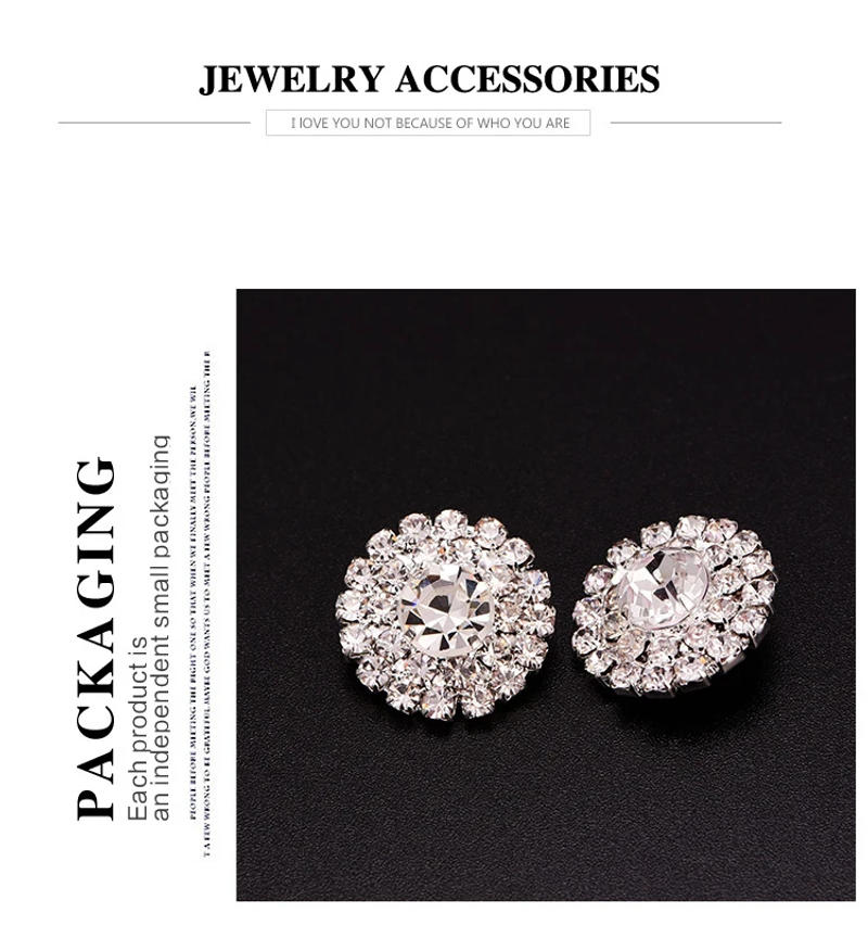 Description Picture 2 of itemClear Rhinestone Buttons Clothing Women Coat Sweater Cardigan Sewing Needlework 20MM 6PCS/Lot Silver Color Shank Back KD173-1