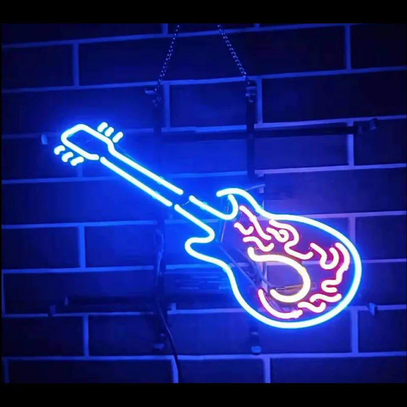 Description Picture 2 of itemNeon Sign Music Guitar Man Cave Neon light Beer Neon Wall Sign Window Hotel Advertise Lamp Recreational Handmade Real glass TUBE