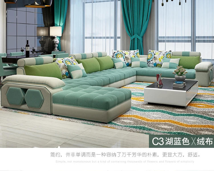 Description Picture 5 of itemMANBAS Fabric Big Sofa Set Living Room Furniture Cloth Sofa Modernos Para Sala Sectional Sofa U Shape Corner Couch Grandes Salon