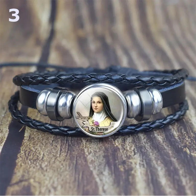 Description Picture 6 of itemChristian Leather Bracelet St Joseph St Michael Religious Jewelry Men Women Bracelet Accessories Christian Church Souvenirs