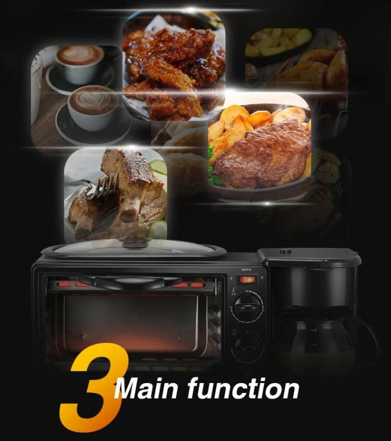 Description Picture 5 of item220V 3 In 1 Household Electric Oven 9L Bread Pizza Oven 600ML Coffee Machine Non-stick Frying Pan Automatic Breakfast Maker