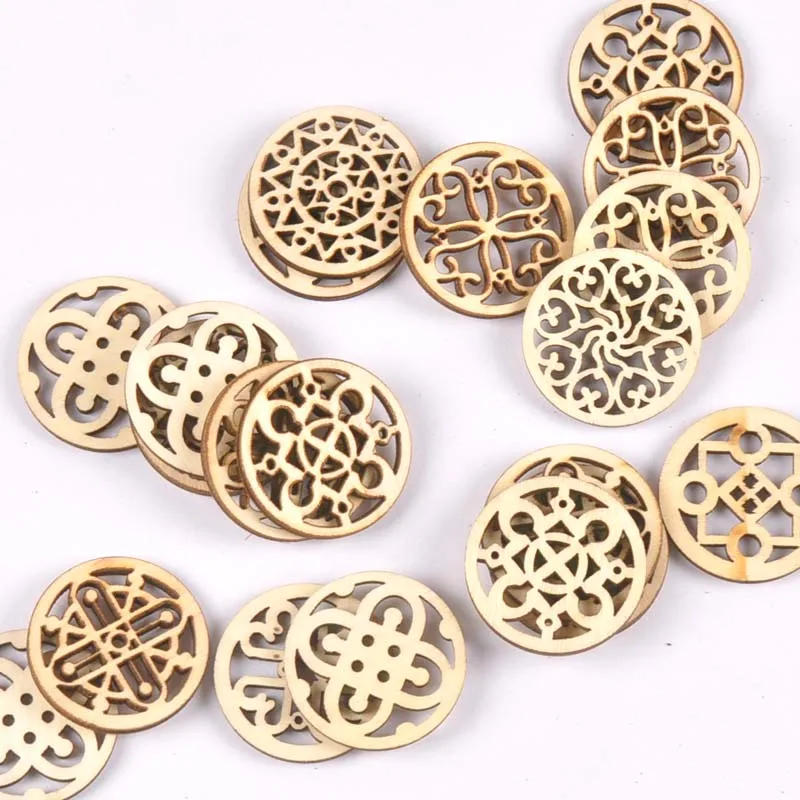 Description Picture 6 of item20Pcs 29mm Natural Wood Crafts DIY Scrapbooking Handmade Accessory Flower Lace Pattern Wooden Ornaments Home Decor Arts m2208