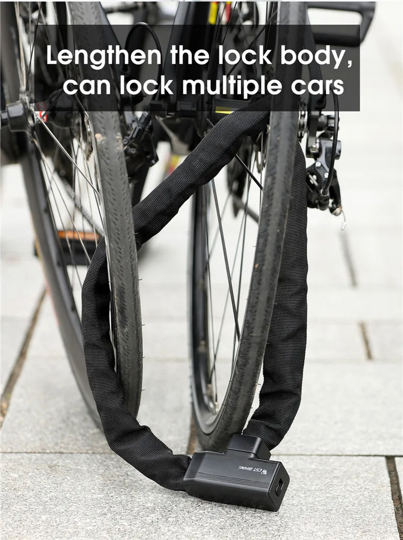 Description Picture 6 of itemWEST BIKING Bicycle Lock Safety Anti-theft MTB Road Bike Chain Lock With 2 Keys Scooter Electric E-Bike Cycling Accessories
